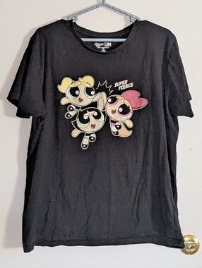 Cartoon Network Powerpuff Girls 'Super Fierce' Black Women's Tee